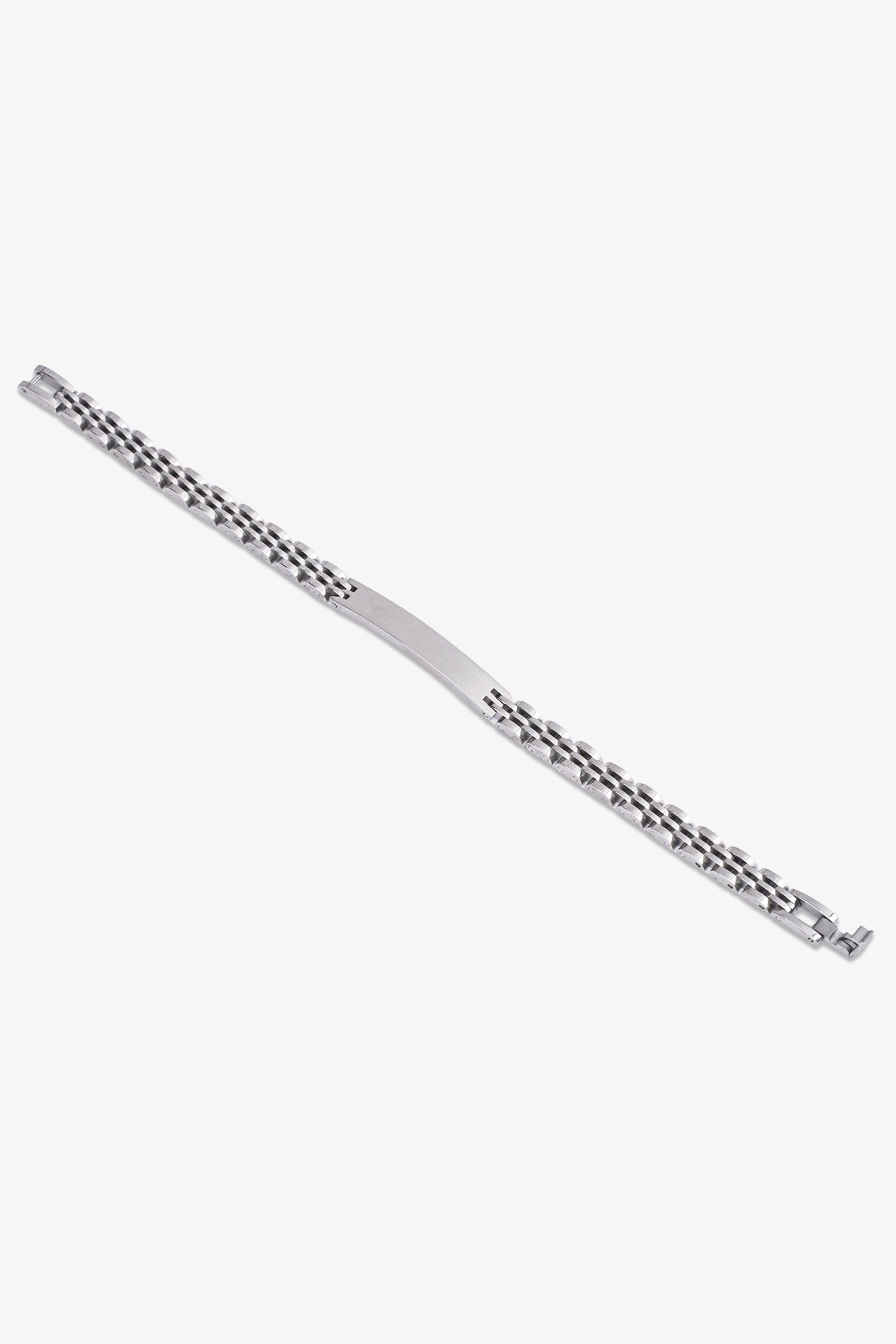 Gümüş renkli metal bileklik, klasik zincir desenli, parlak yüzeyli