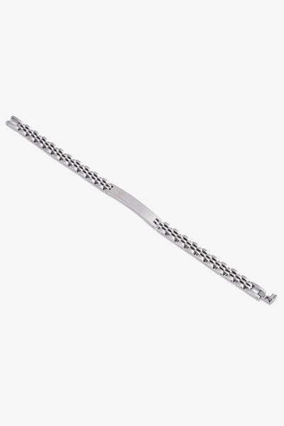 Gümüş renkli metal bileklik, klasik zincir desenli, parlak yüzeyli