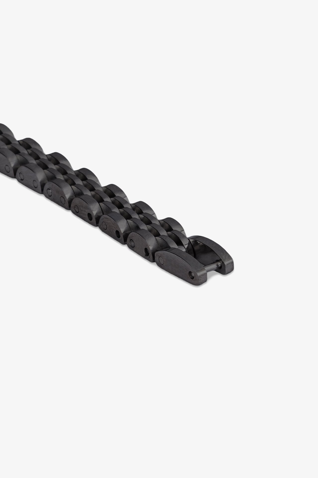 Siyah deri zincirli bileklik, el yapımı detaylı tasarım