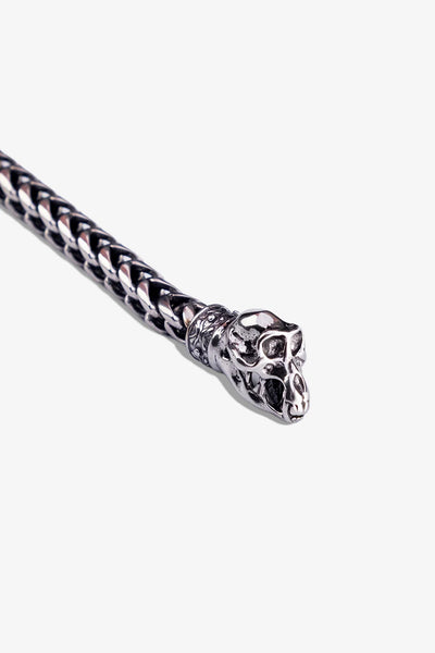 Gri metal kafatası detaylı kolye zinciri