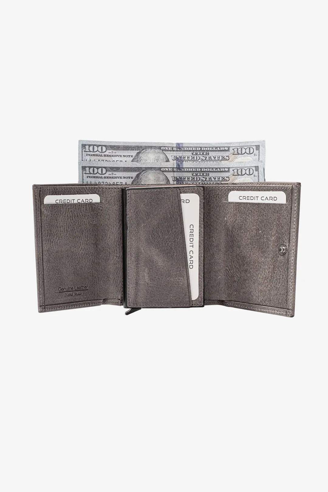 Prag Mekanizmalı Hakiki Deri Cüzdan