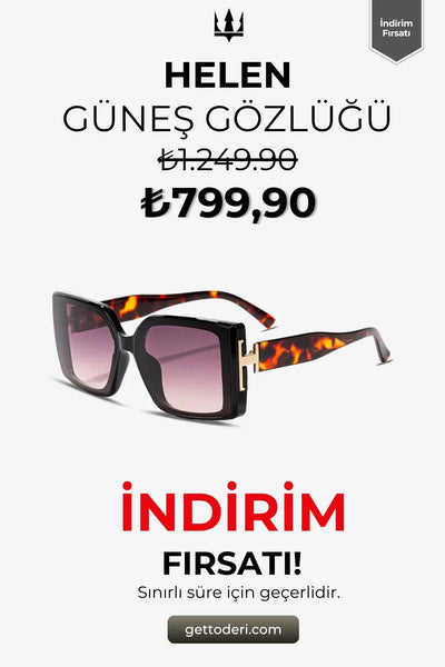 Kare koyu mor lensli, kaplumbağa desenli kolları olan güneş gözlüğü