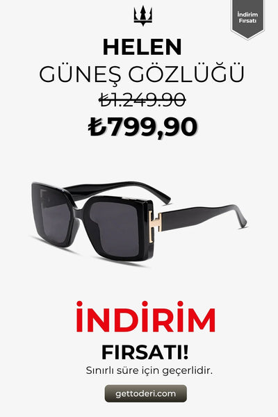 Siyah kare çerçeveli güneş gözlüğü, altın detaylı
