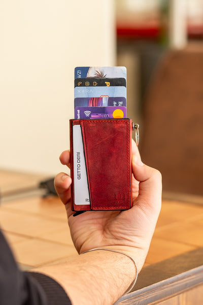 Hype Mekanizmalı Hakiki Deri Kartlık