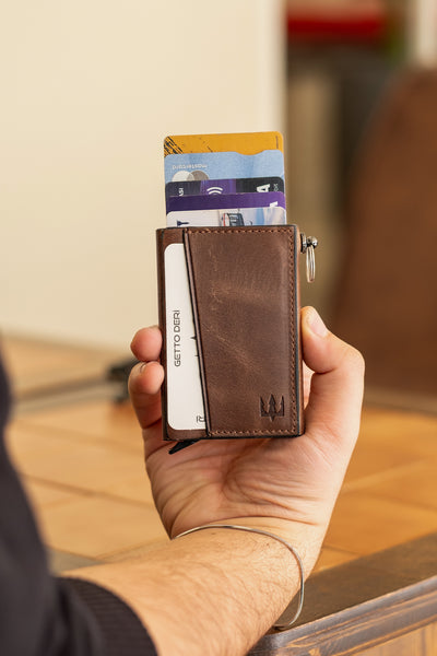 Hype Mekanizmalı Hakiki Deri Kartlık