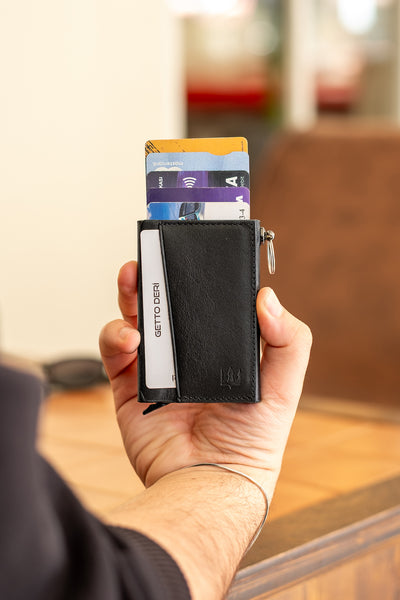 Hype Mekanizmalı Hakiki Deri Kartlık