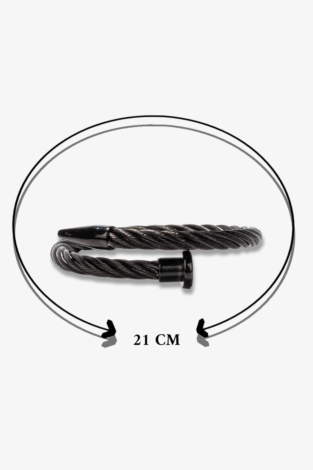 Siyah örgü metal bileklik, 21 cm uzunlukta, modern tasarım