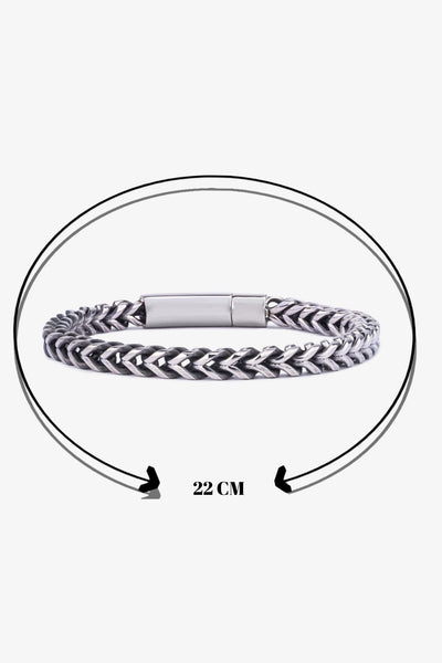 Gri metal zincir bileklik, 22 cm uzunlukta, paslanmaz çelik malzeme
