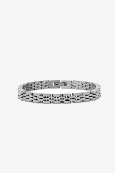 Gümüş renkli metal bileklik, şık zincir desenli erkek aksesuarı