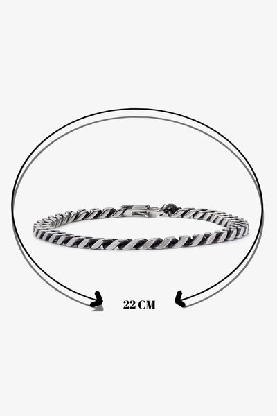22 cm gümüş renkli metal kolye, zincir desenli