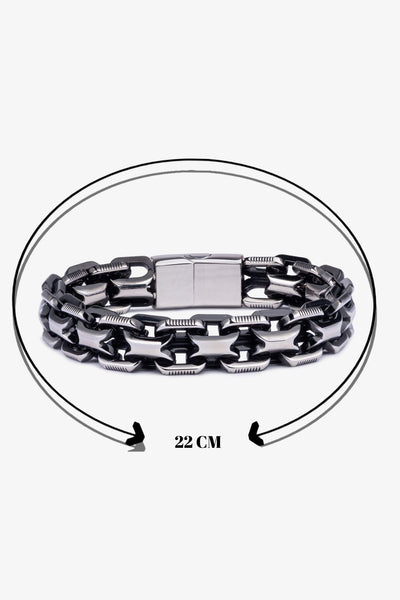 22 cm gümüş renkli metal zincir bileklik, paslanmaz çelik malzeme