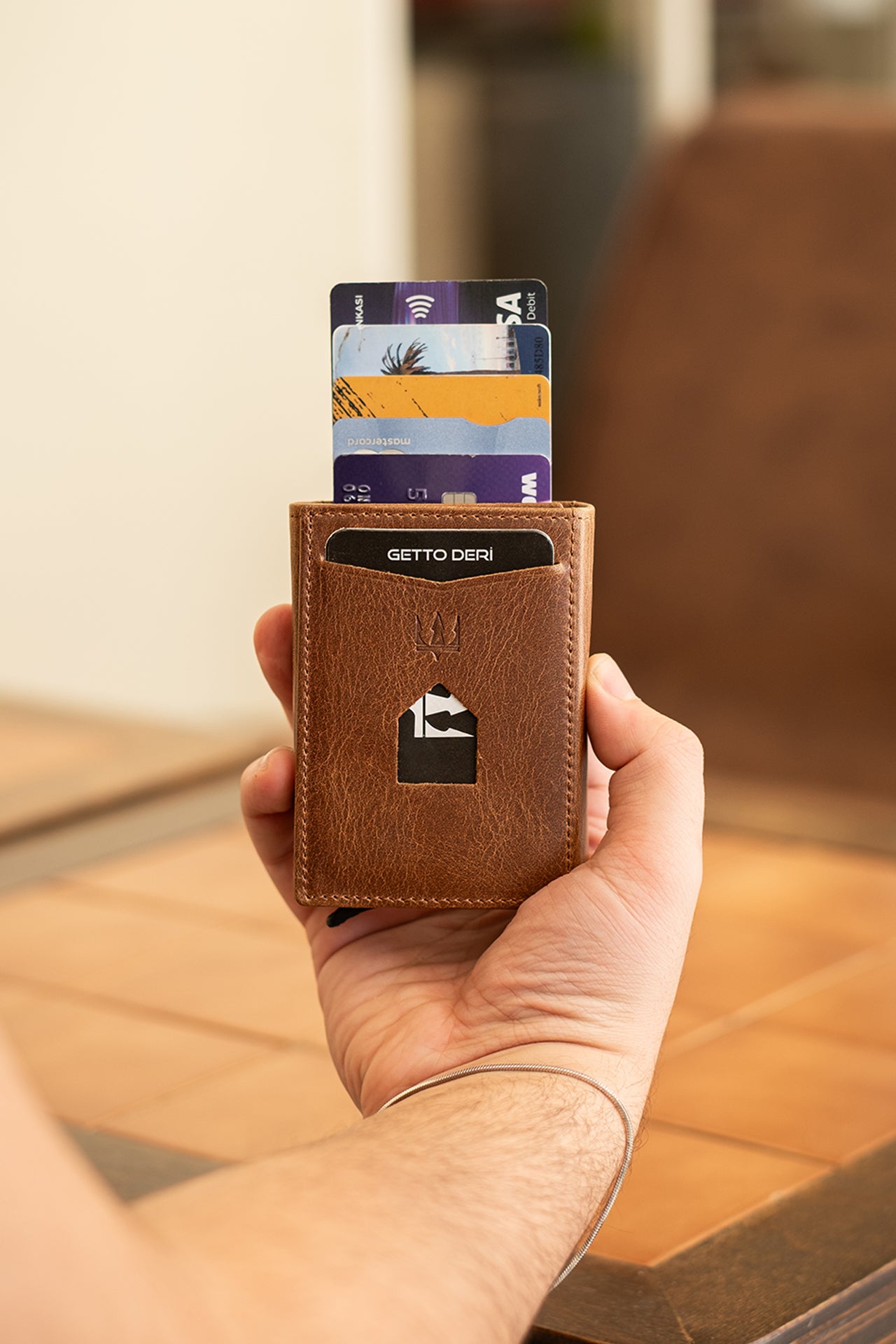 Prag Mekanizmalı Hakiki Deri Cüzdan