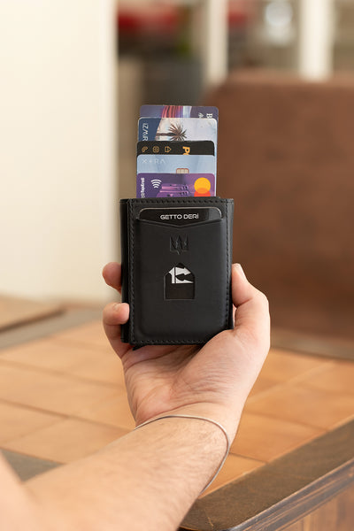 Prag Mekanizmalı Hakiki Deri Cüzdan