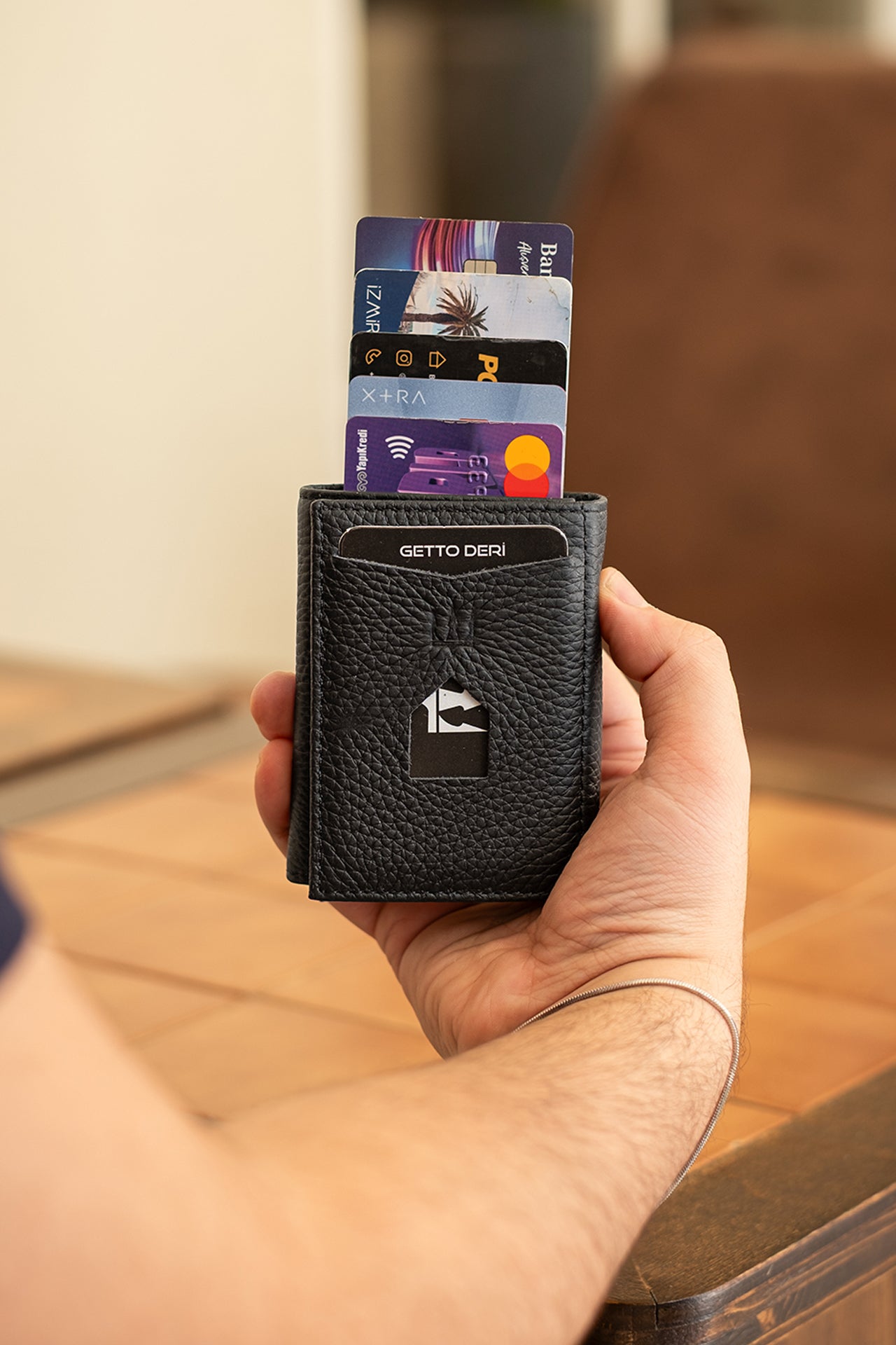 Prag Mekanizmalı Hakiki Deri Cüzdan