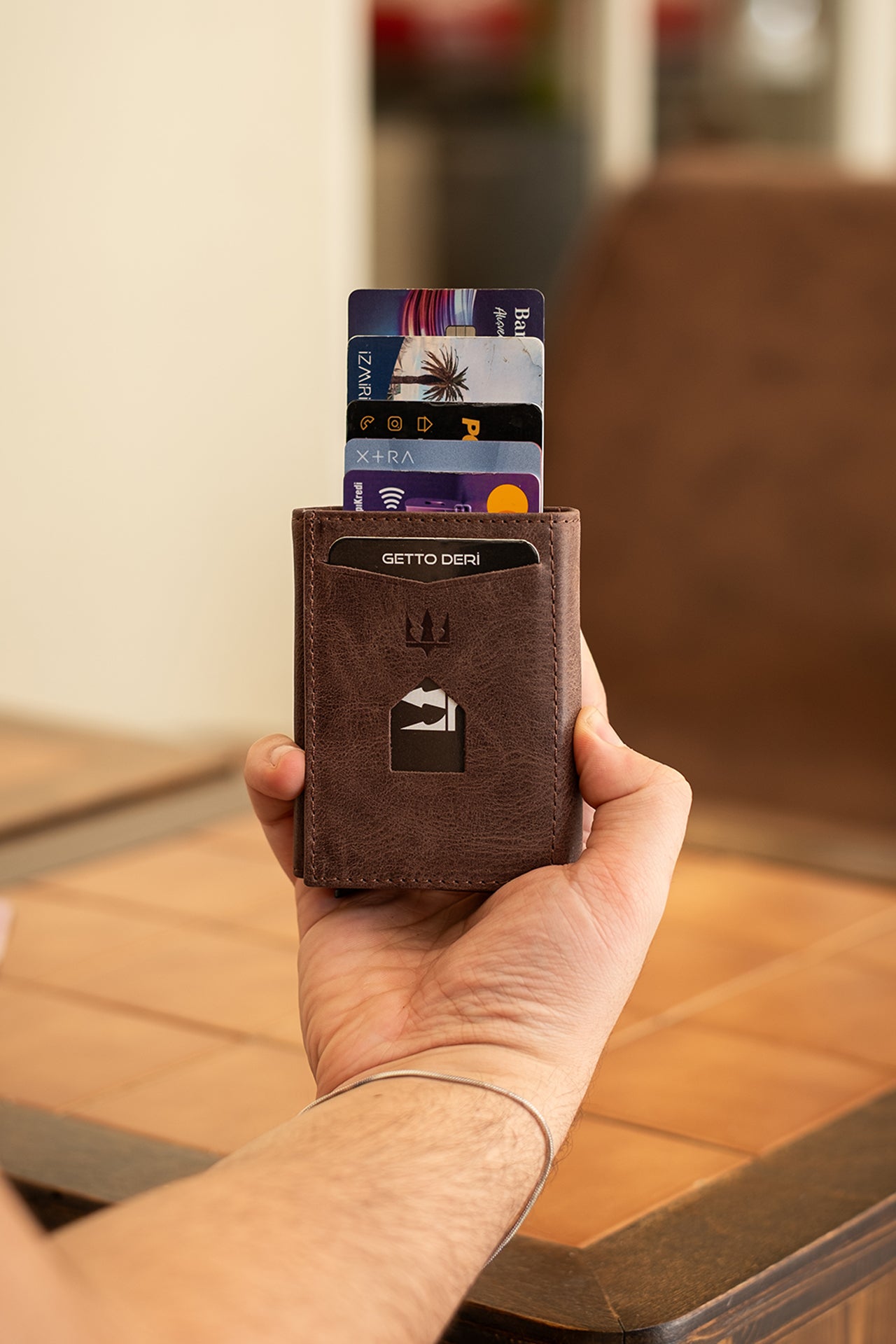 Prag Mekanizmalı Hakiki Deri Cüzdan