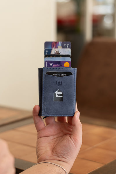 Prag Mekanizmalı Hakiki Deri Cüzdan