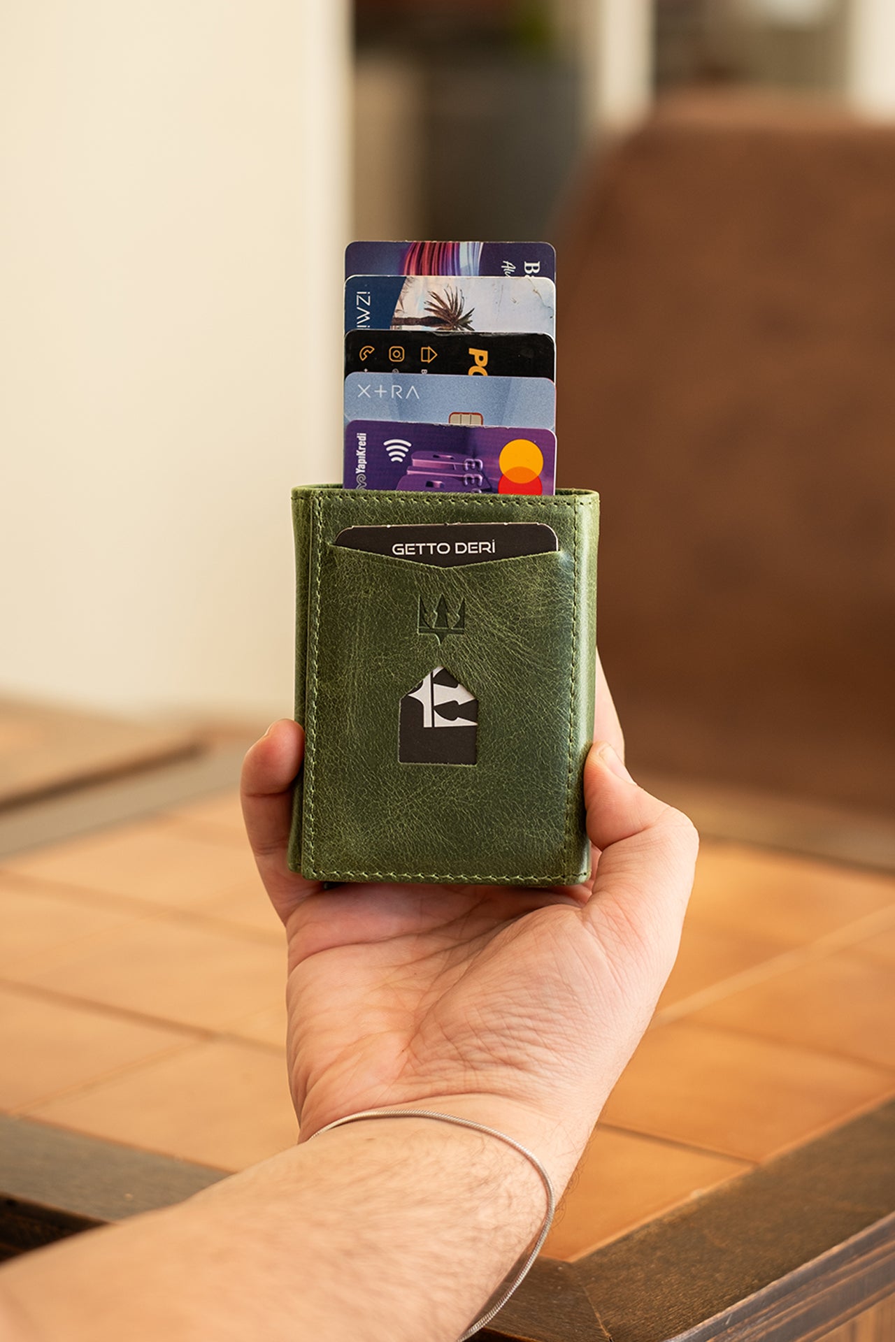 Prag Mekanizmalı Hakiki Deri Cüzdan