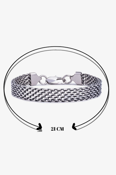 Gümüş renkli metal zincirli erkek bileklik, 21 cm uzunlukta