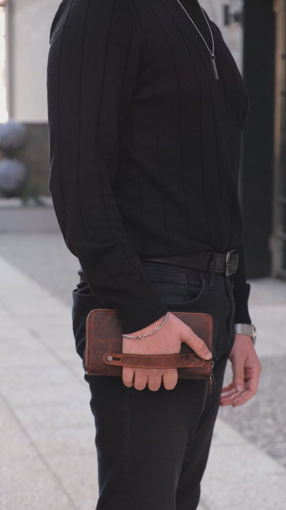 Alecra Çift Telefon Hazneli Deri Portföy