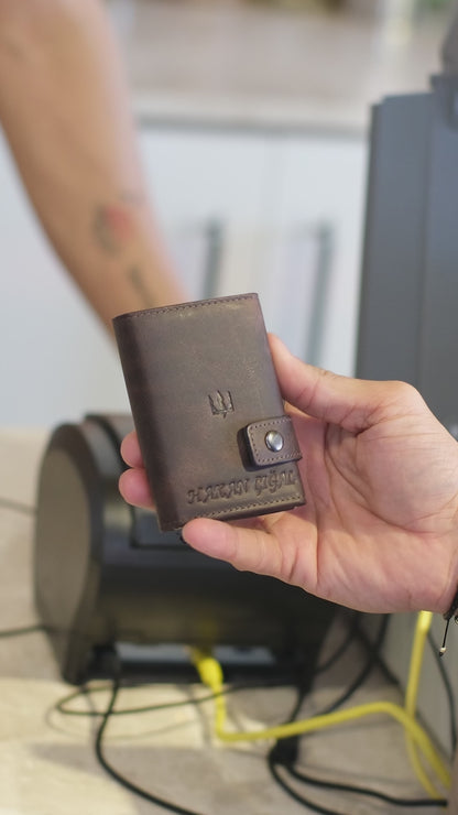 Moon Mekanizmalı Hakiki Deri Minimal Cüzdan