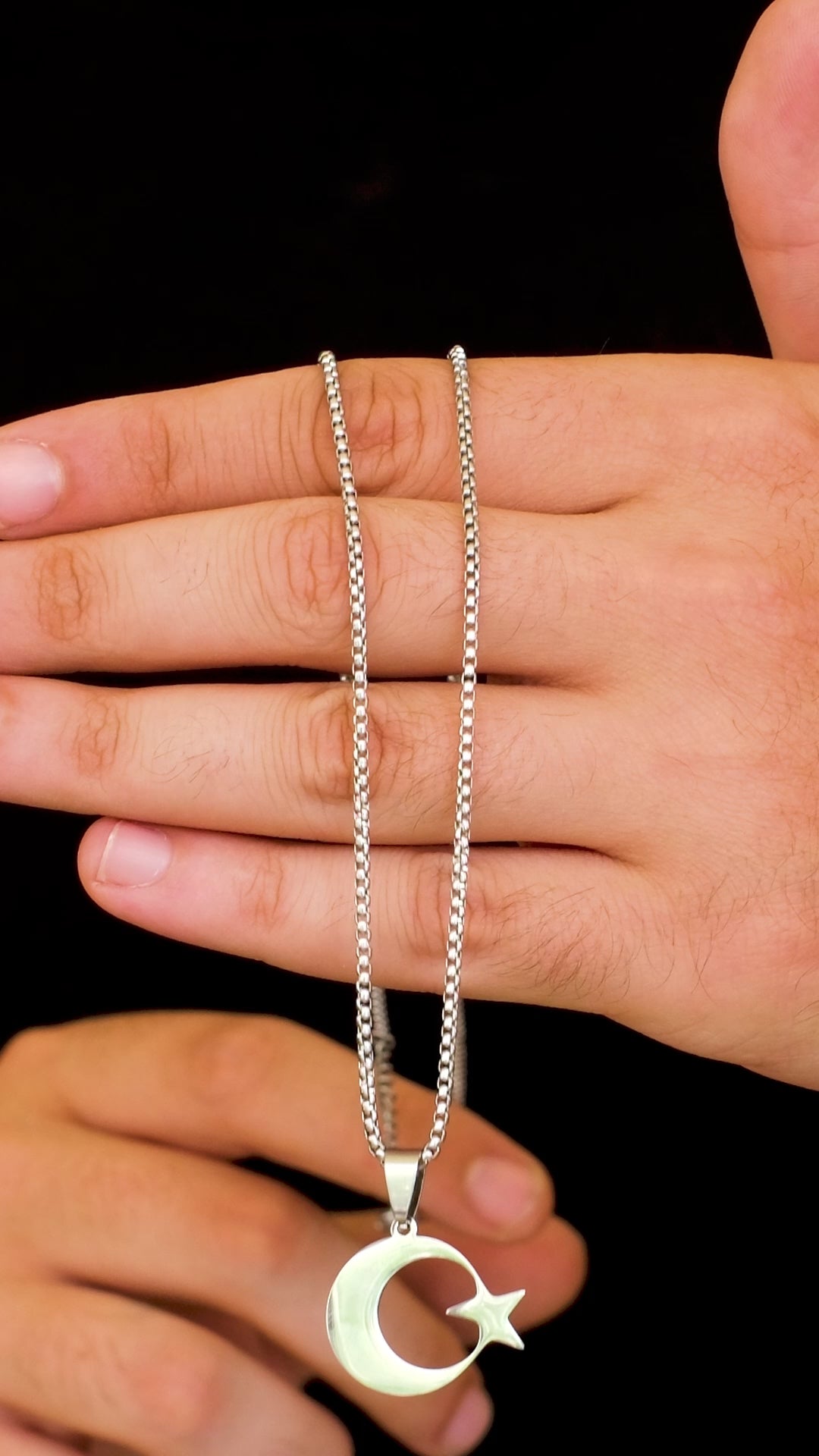 Ay Yıldız Çelik Kolye
