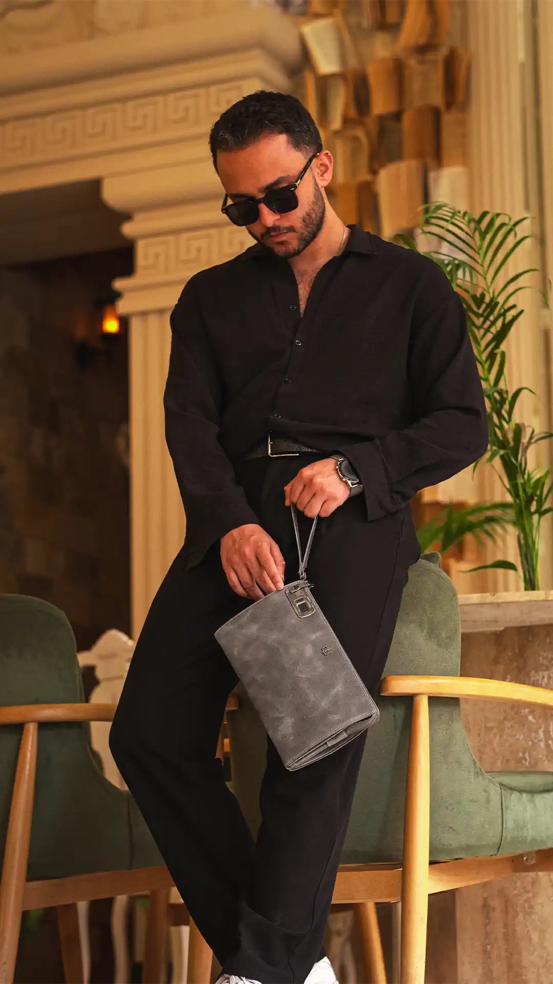 Trace Parmak İzi Okuyucu Hakiki Deri El Çantası