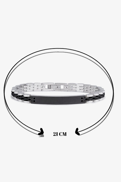 21 cm siyah ve gümüş metal bileklik, zincir desenli tasarım