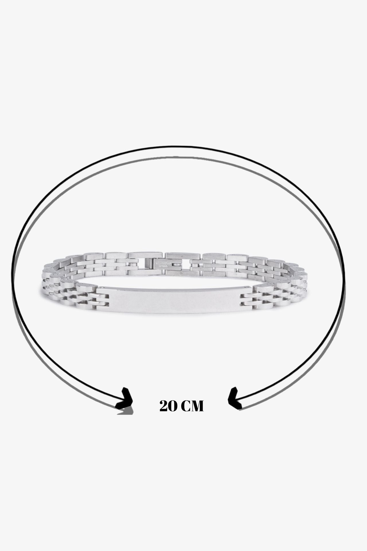 Gümüş renkli metal bileklik, 20 cm uzunlukta, zincir desenli