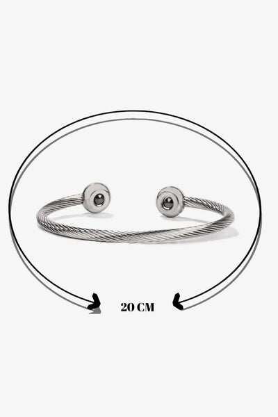 Gümüş renkli, 20 cm uzunluğunda, kablo desenli bileklik
