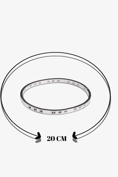 Gümüş renkli, Roma rakamlı 20 cm bileklik
