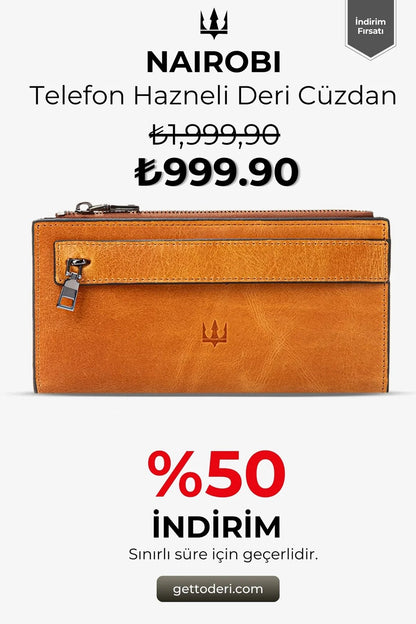Nairobi Telefon Hazneli Deri Cüzdan