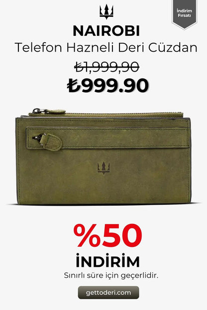 Nairobi Telefon Hazneli Deri Cüzdan