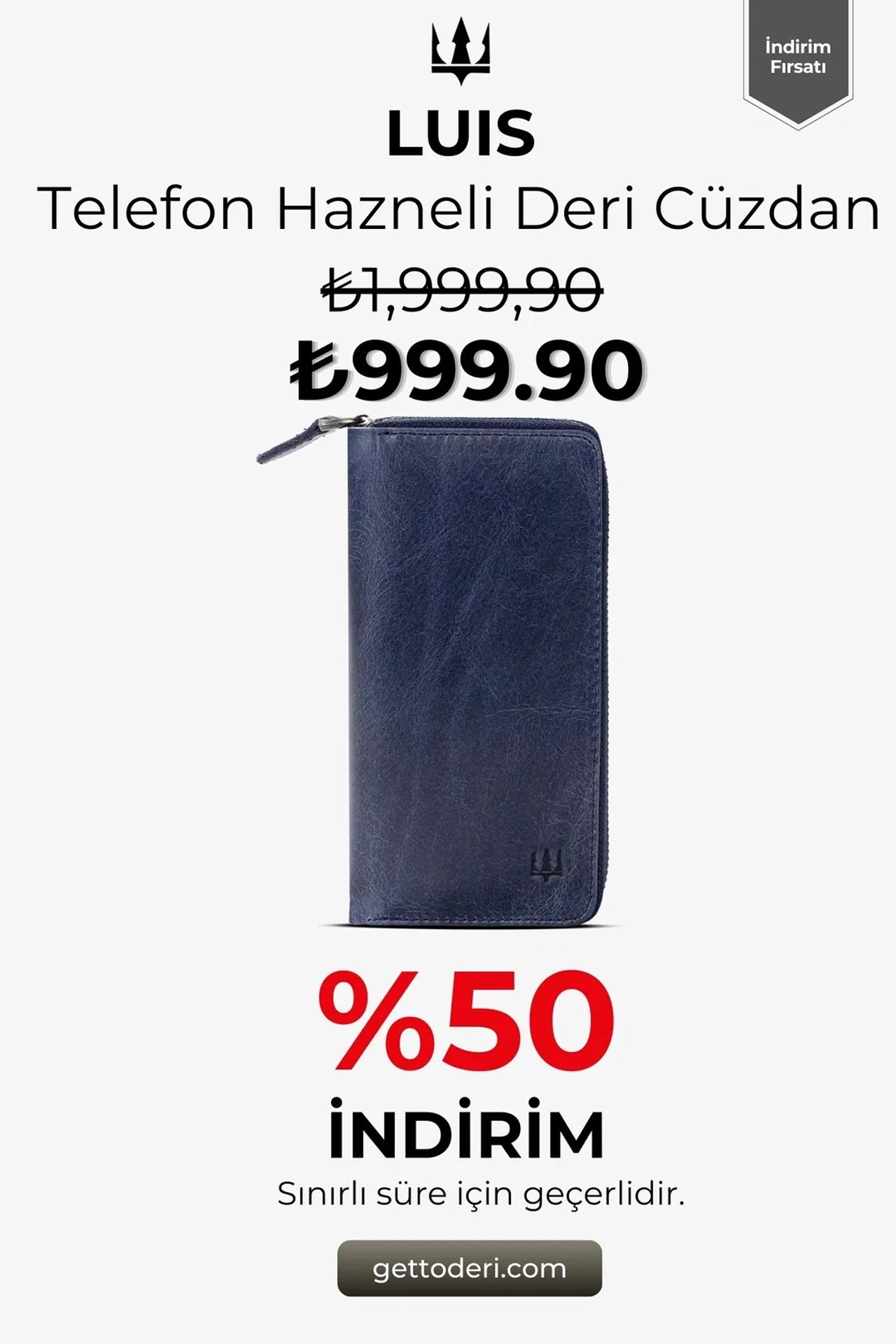 Luis Fermuarlı Telefon Hazneli Deri Cüzdan