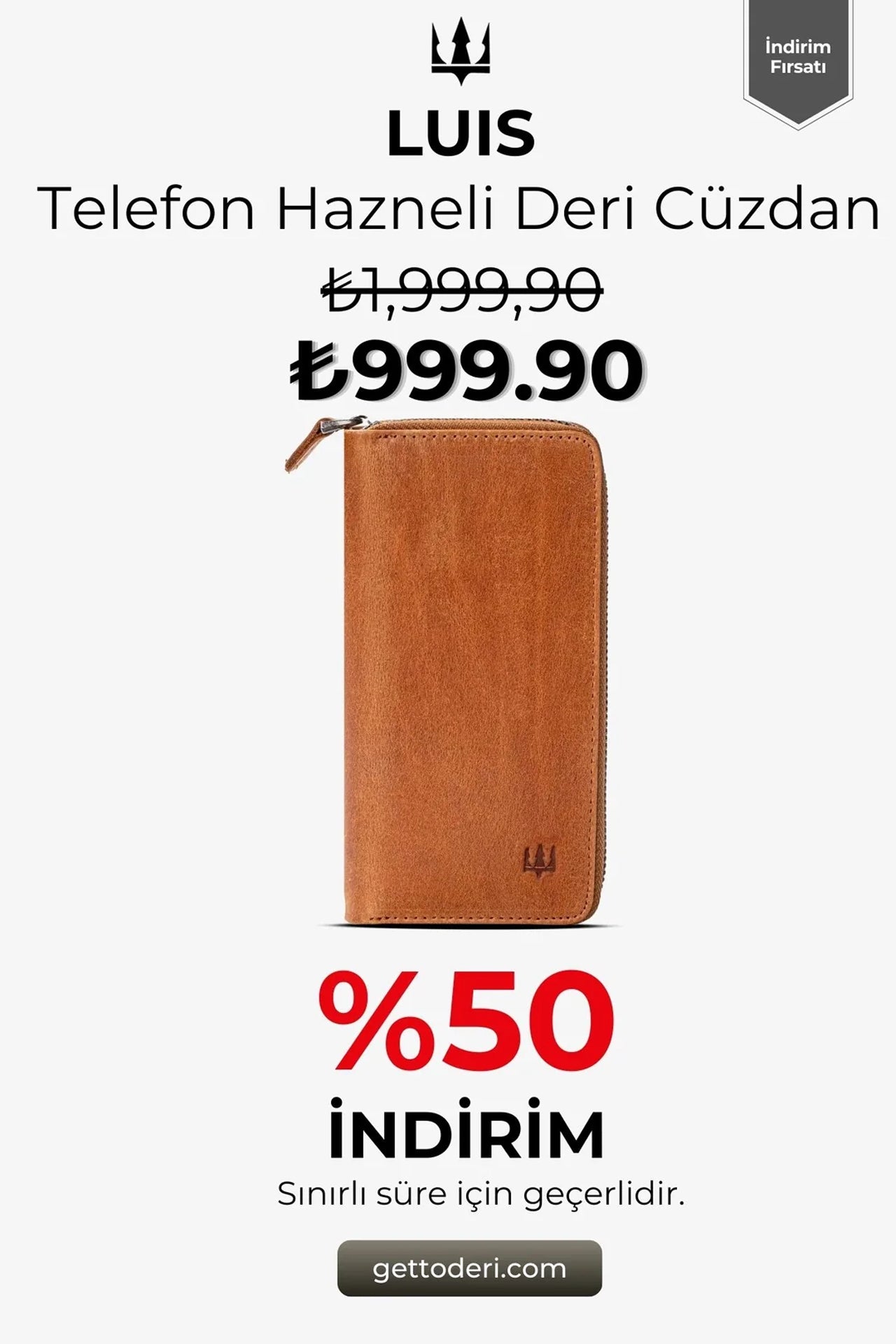 Luis Fermuarlı Telefon Hazneli Deri Cüzdan