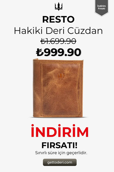 Kahverengi hakiki deri cüzdan, dikiş detaylı ve klasik tasarım