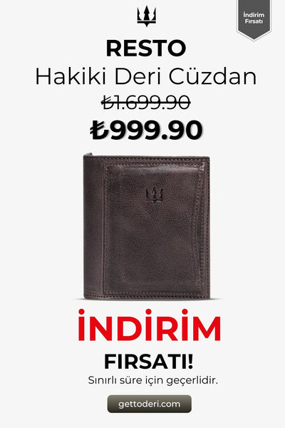 Kahverengi hakiki deri cüzdan, klasik tasarım ve dikiş detaylı