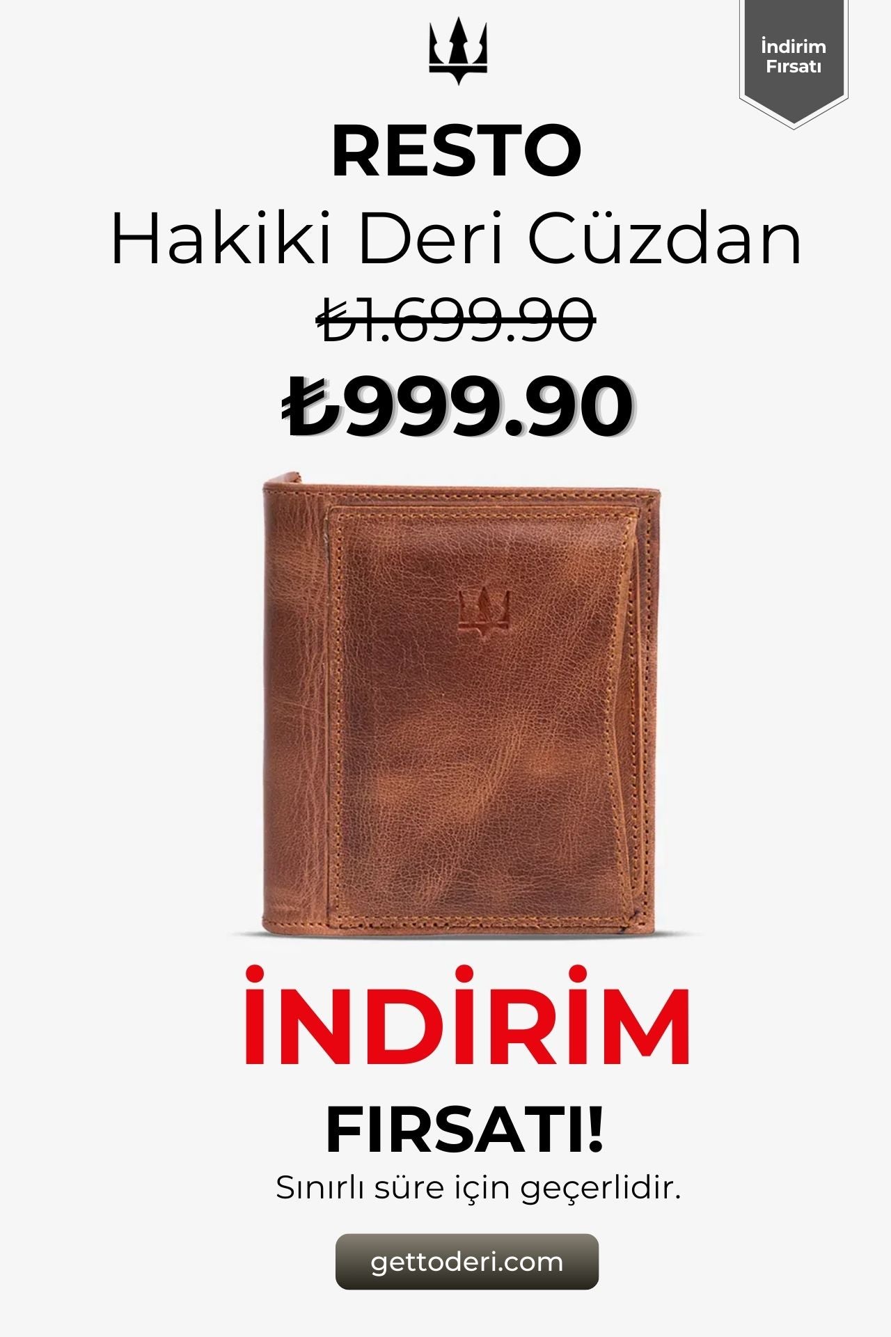Hakiki deri kahverengi cüzdan, el yapımı detaylı tasarım