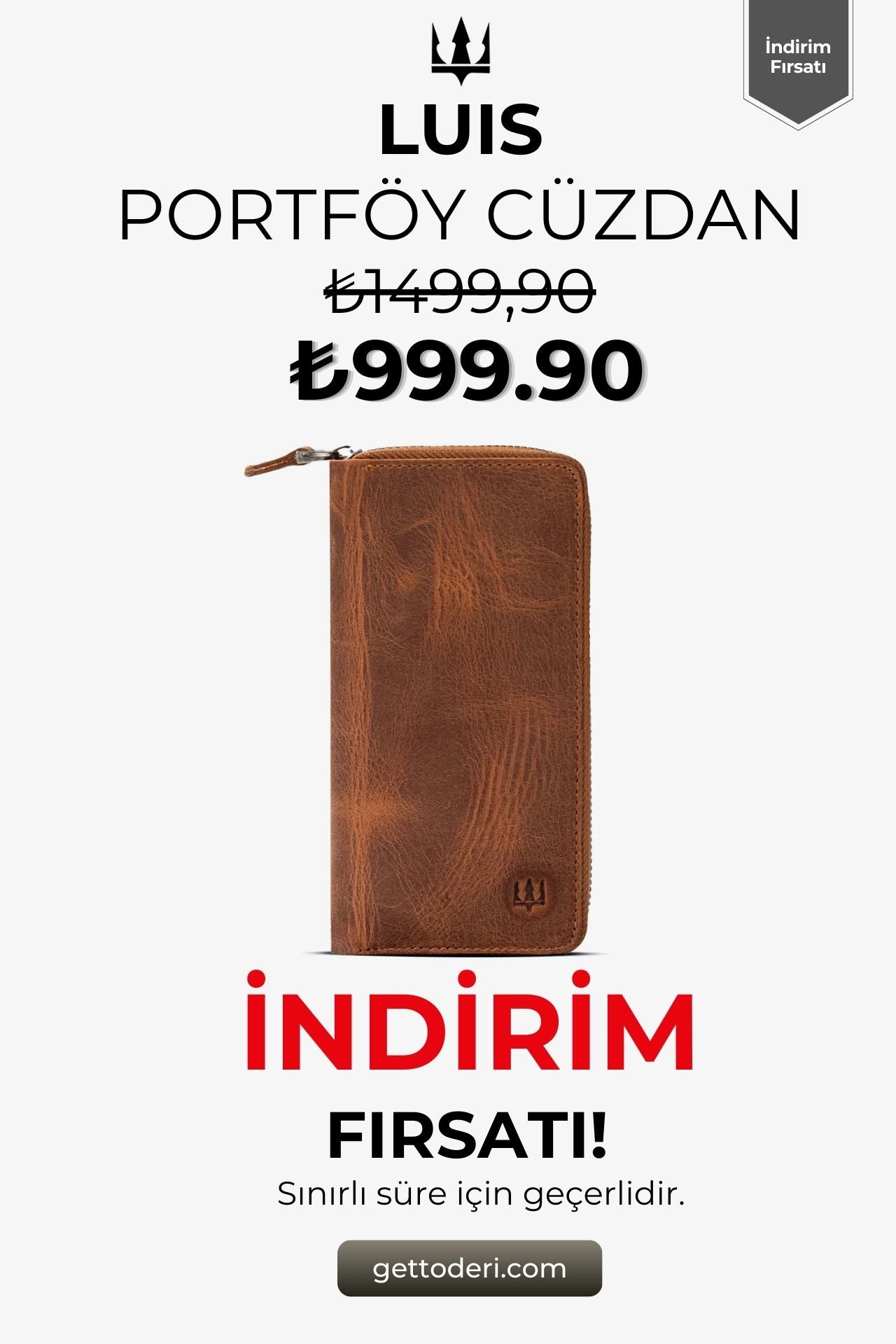 Luis Fermuarlı Telefon Hazneli Deri Cüzdan