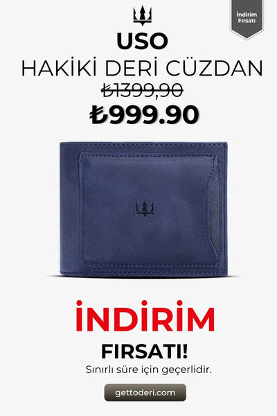 Hakiki mavi deri cüzdan, erkekler için tasarlanmış, kaliteli dikiş detaylı