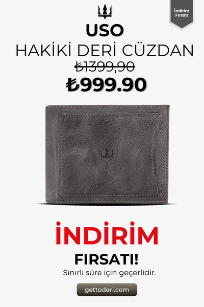 Hakiki deri cüzdan, gri renk, klasik tasarım