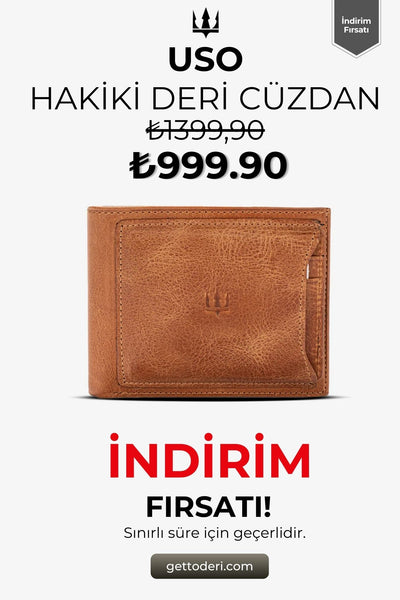 Hakiki deri kahverengi erkek cüzdanı, klasik tasarım ve dikiş detayı