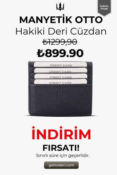 Siyah deri manyetik otto cüzdan, kartlık fonksiyonlu