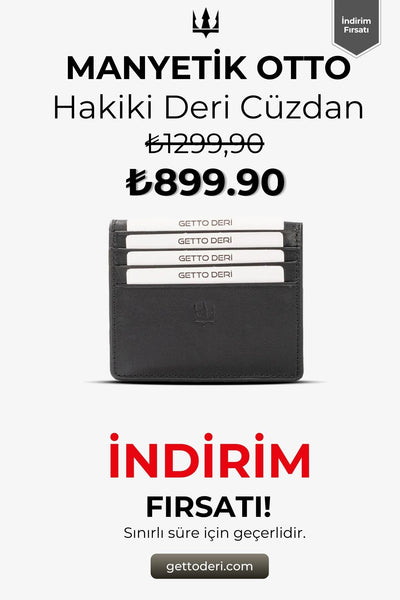 Siyah hakiki deri manyetik otto cüzdan, kartlık fonksiyonlu