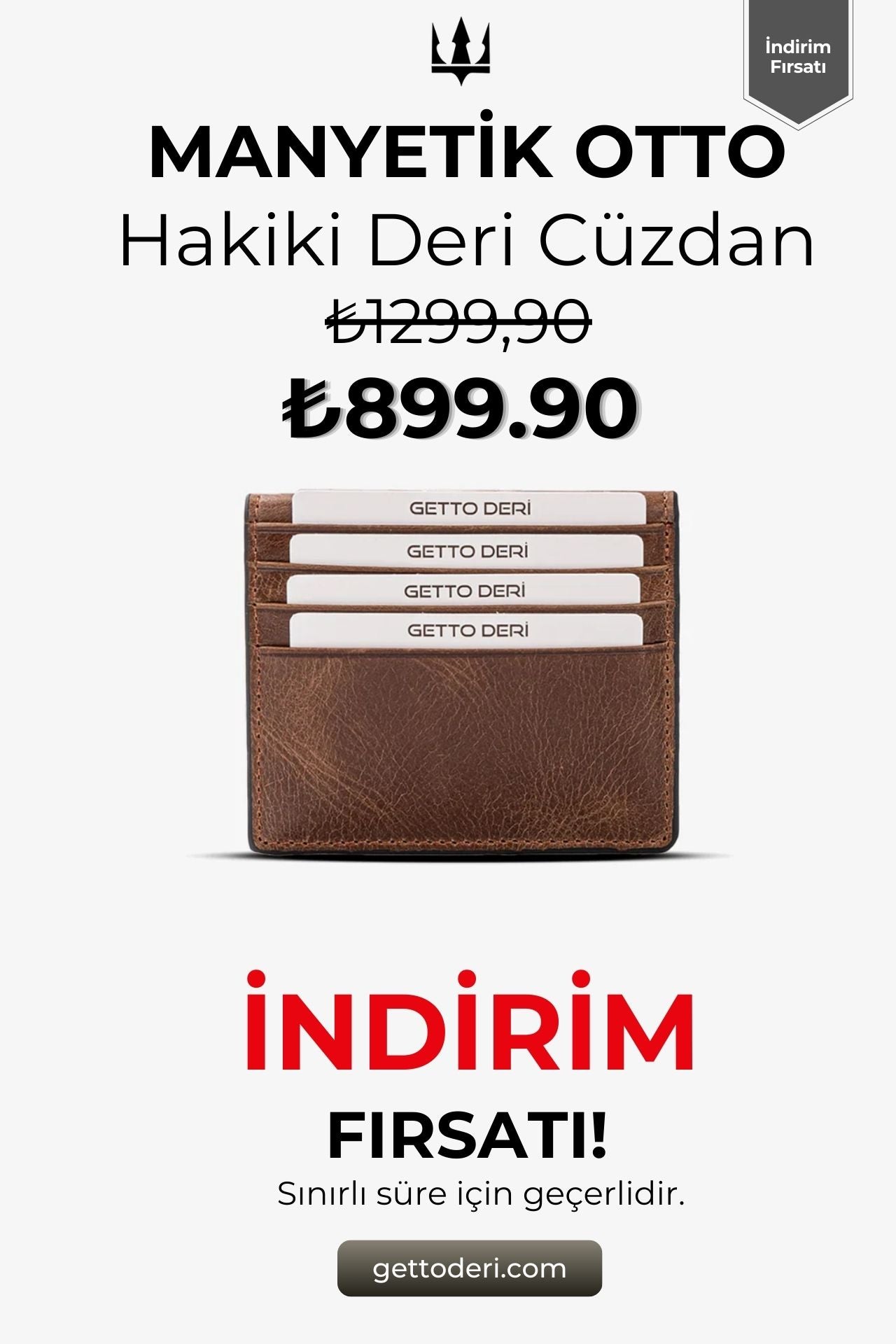 Kahverengi deri manyetik otto cüzdan, kartlık fonksiyonlu