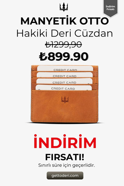 Hakiki deri manyetik otto kartlık, kahverengi renkli, kredi kartı tutucu