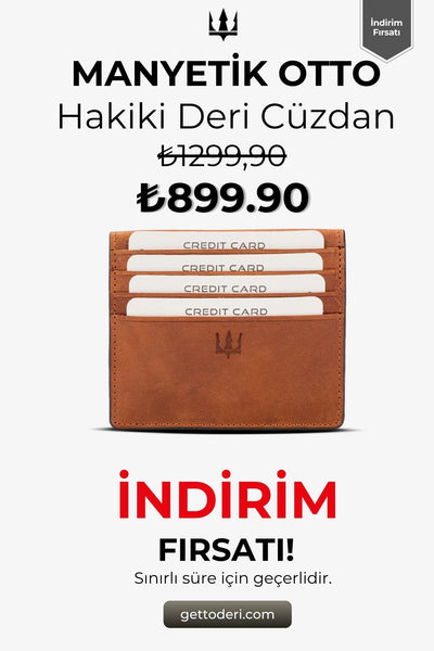 Hakiki deri manyetik otto cüzdan, kartlık fonksiyonlu, kahverengi renk