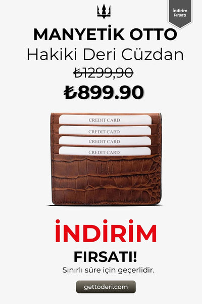 Kahverengi deri manyetik kartlık, krokodil desenli, kredi kartı tutucu