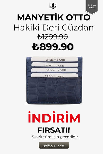 Mavi deri manyetik kartlık, krokodil desenli, kredi kartı tutucu