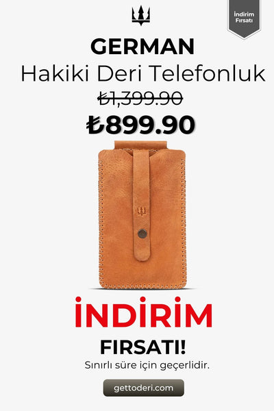 Kahverengi hakiki deri telefonluk, el yapımı detaylı tasarım