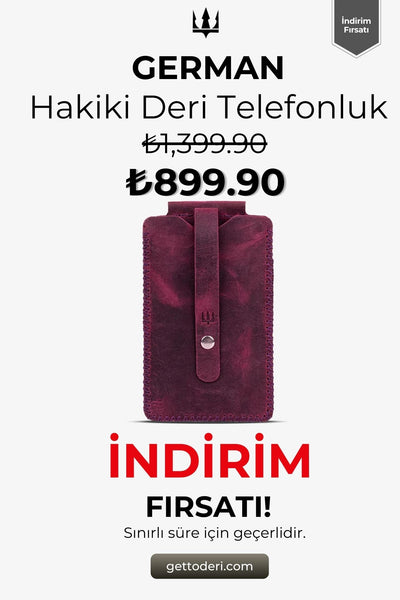 Koyu mor hakiki deri telefonluk, fermuarlı tasarım